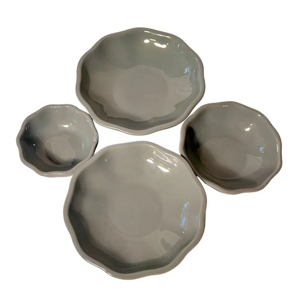 Temp-tations Gray Woodland Nesting Pedestal  Bowl Set of 4